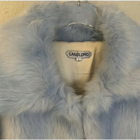 LANDLORD BABY BLUE FAUX FUR JACKET COAT L OVERSIZED FITS XXL - Picture 3 of 8
